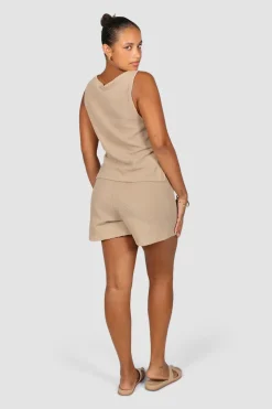 Fayt Shorts | CAPRI WAFFLE SHORTS BISCUIT
