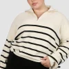 Fayt Tops | Sweaters & Knits | FLETCHER ZIP KNIT CREAM STRIPE