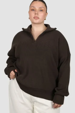 Fayt Tops | Sweaters & Knits | FLETCHER ZIP KNIT ESPRESSO