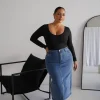 Fayt Denim | Jeans | HUDSON MIDI SKIRT DEEP BLUE