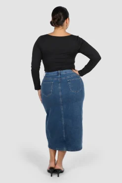 Fayt Denim | Jeans | HUDSON MIDI SKIRT DEEP BLUE
