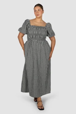 Fayt Dresses | Dresses | ISMAE MAXI DRESS B&W GINGHAM