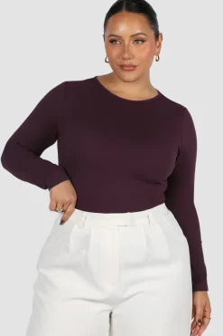 Fayt Tops | L/S BODYSUIT DEEP PLUM