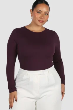 Fayt Tops | L/S BODYSUIT DEEP PLUM