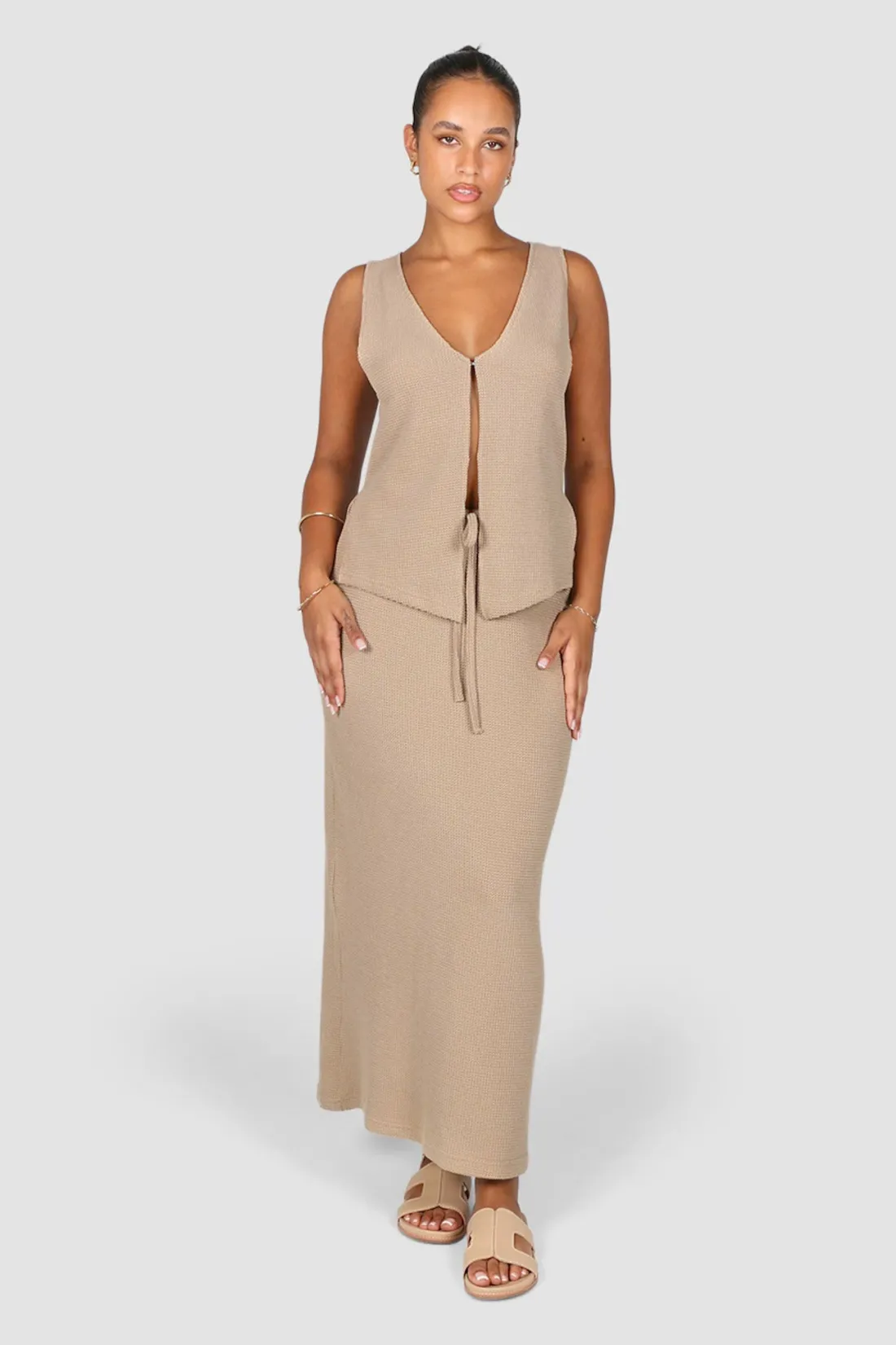 Fayt Skirts | MARLEY WAFFLE MAXI SKIRT BISCUIT