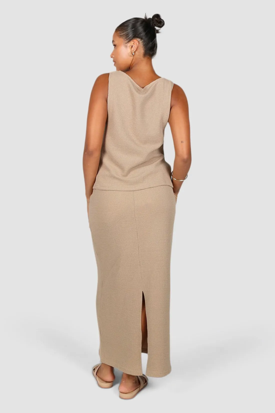 Fayt Skirts | MARLEY WAFFLE MAXI SKIRT BISCUIT