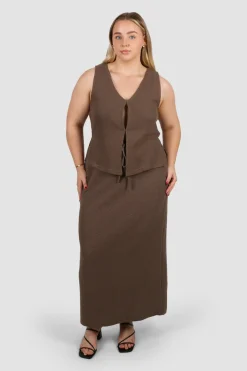 Fayt Skirts | Sets | MARLEY WAFFLE MAXI SKIRT MOCHA