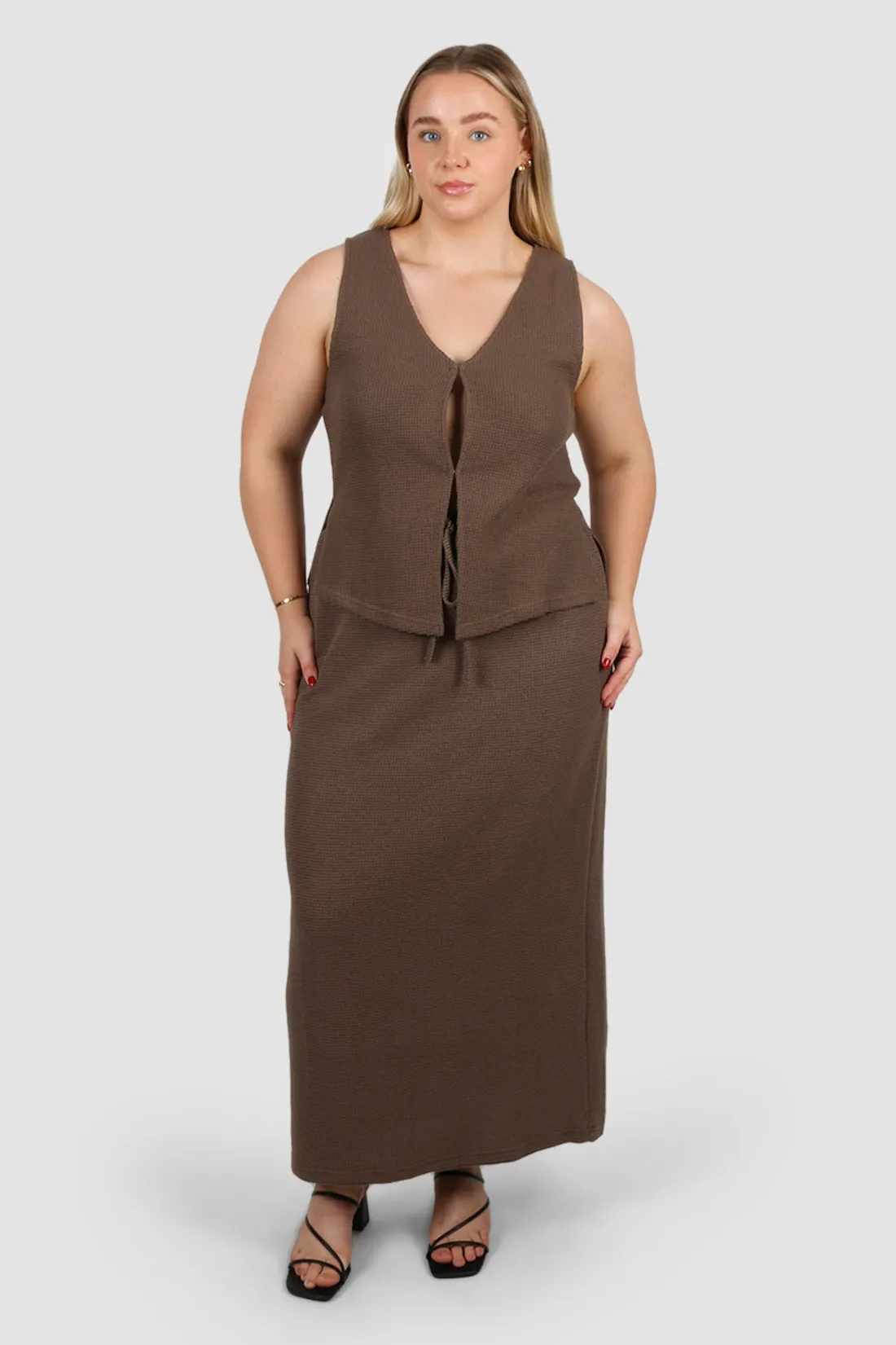 Fayt Skirts | Sets | MARLEY WAFFLE MAXI SKIRT MOCHA