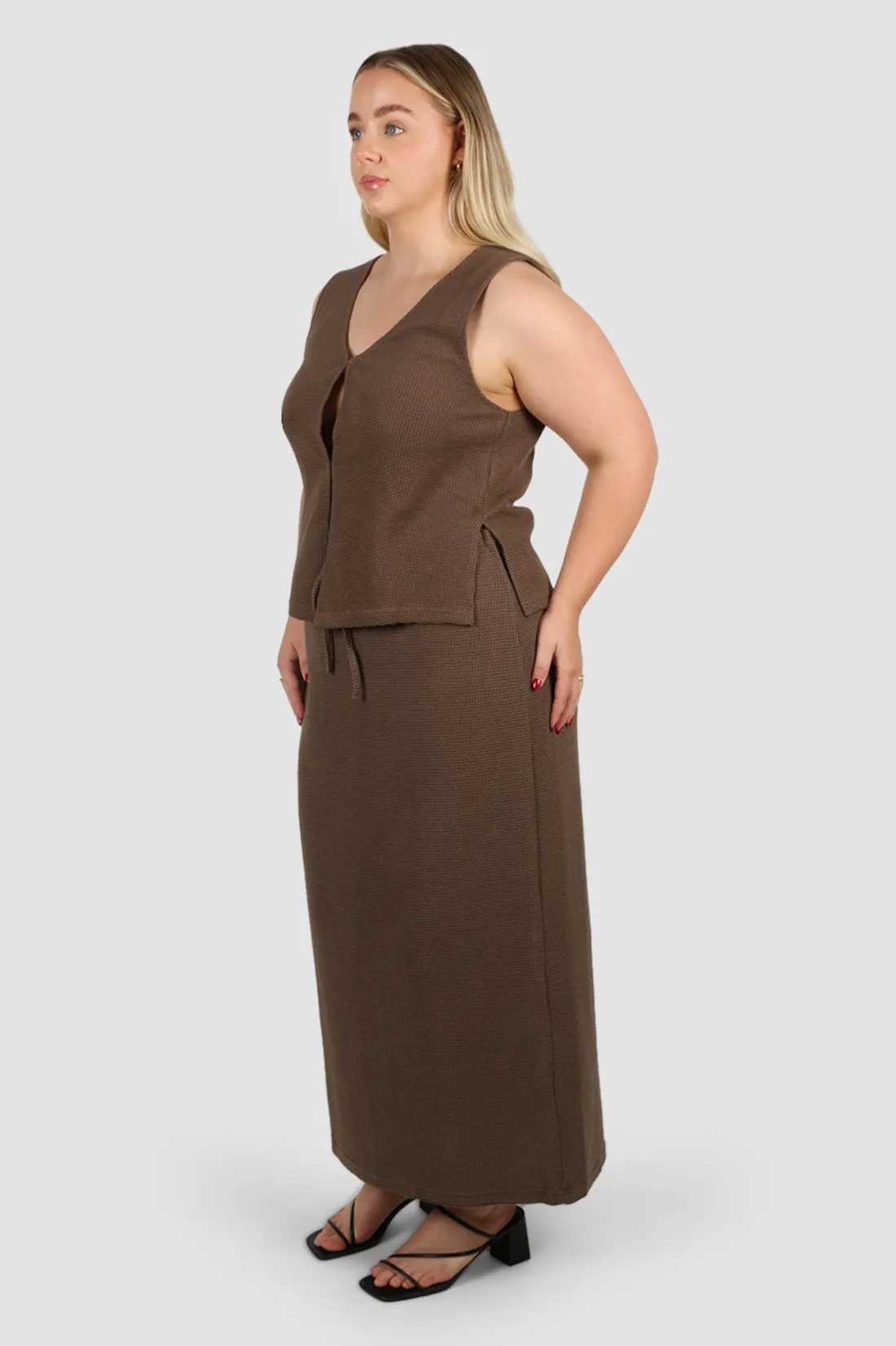 Fayt Skirts | Sets | MARLEY WAFFLE MAXI SKIRT MOCHA