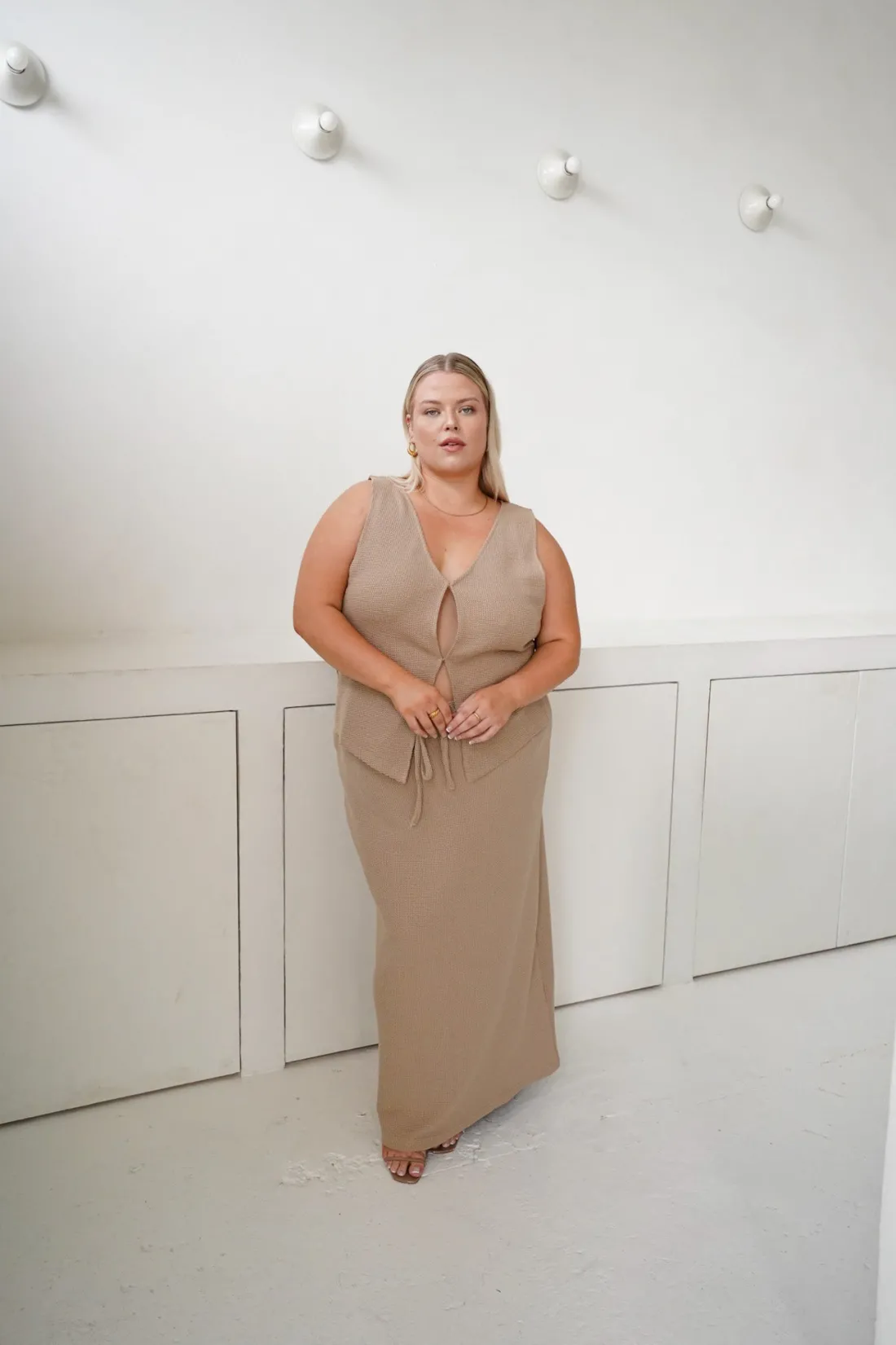 Fayt Skirts | MARLEY WAFFLE MAXI SKIRT BISCUIT