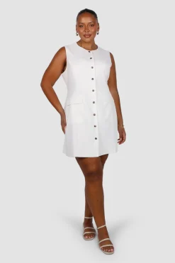 Fayt Dresses | Dresses | MAVEN BUTTON DRESS WHITE
