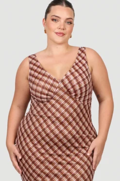 Fayt Dresses | Dresses | NATALIA DRESS BROWN CHECK