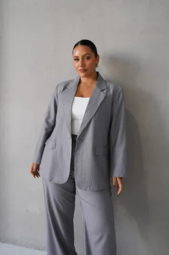 Fayt Tops | Jackets, Knits & Coats | PORSCHA BLAZER LIGHT GREY PINSTRIPE