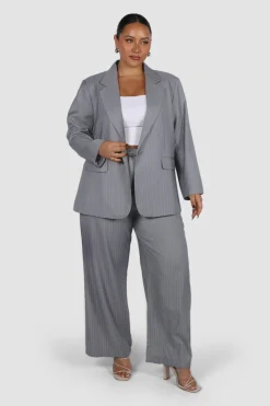 Fayt Tops | Jackets, Knits & Coats | PORSCHA BLAZER LIGHT GREY PINSTRIPE