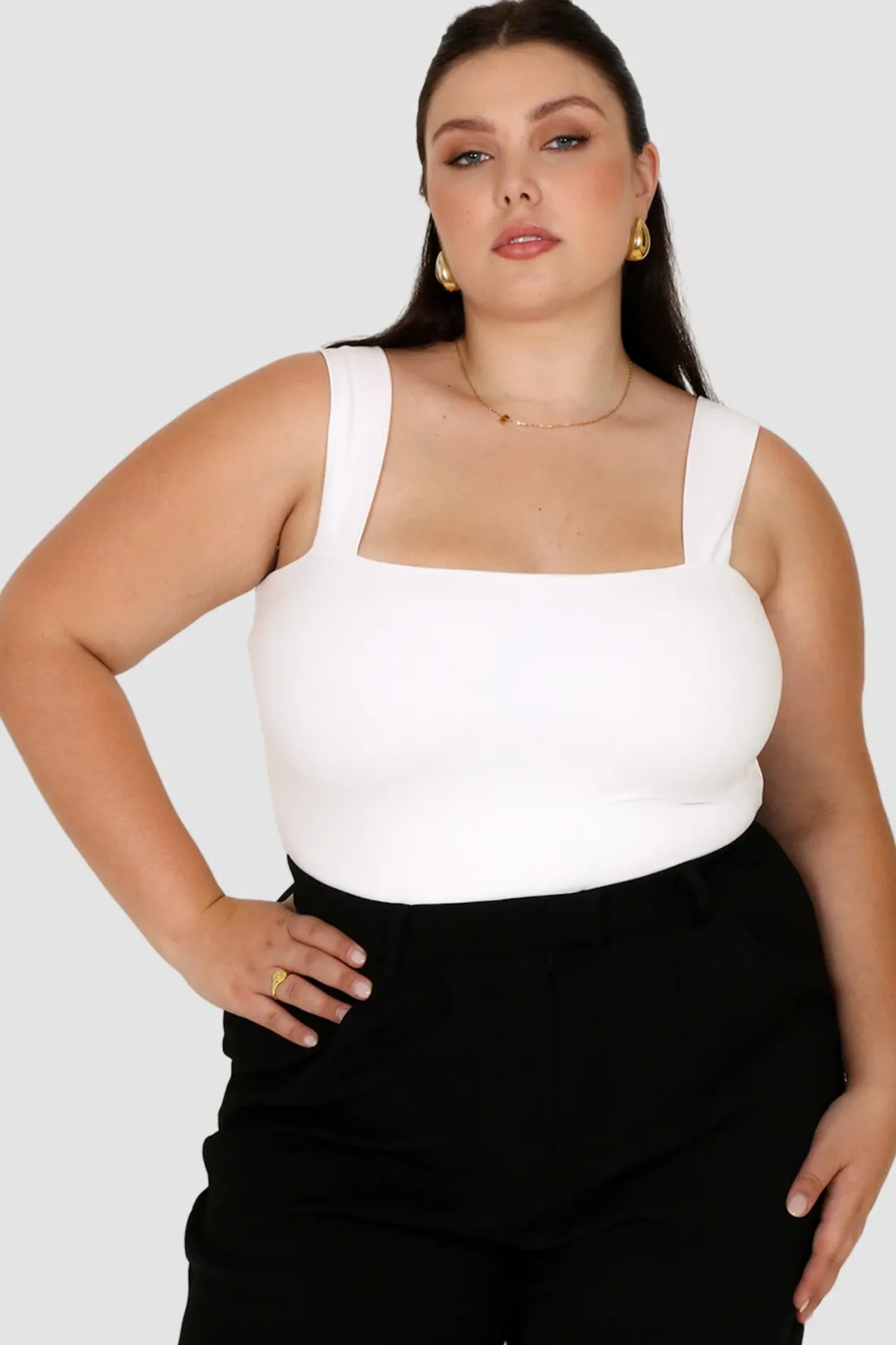 Fayt Tops | QUINN FULL LENGTH TOP WHITE