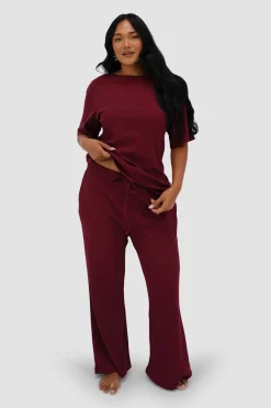 Fayt Sets | RAYLN RIB PANTS WINE