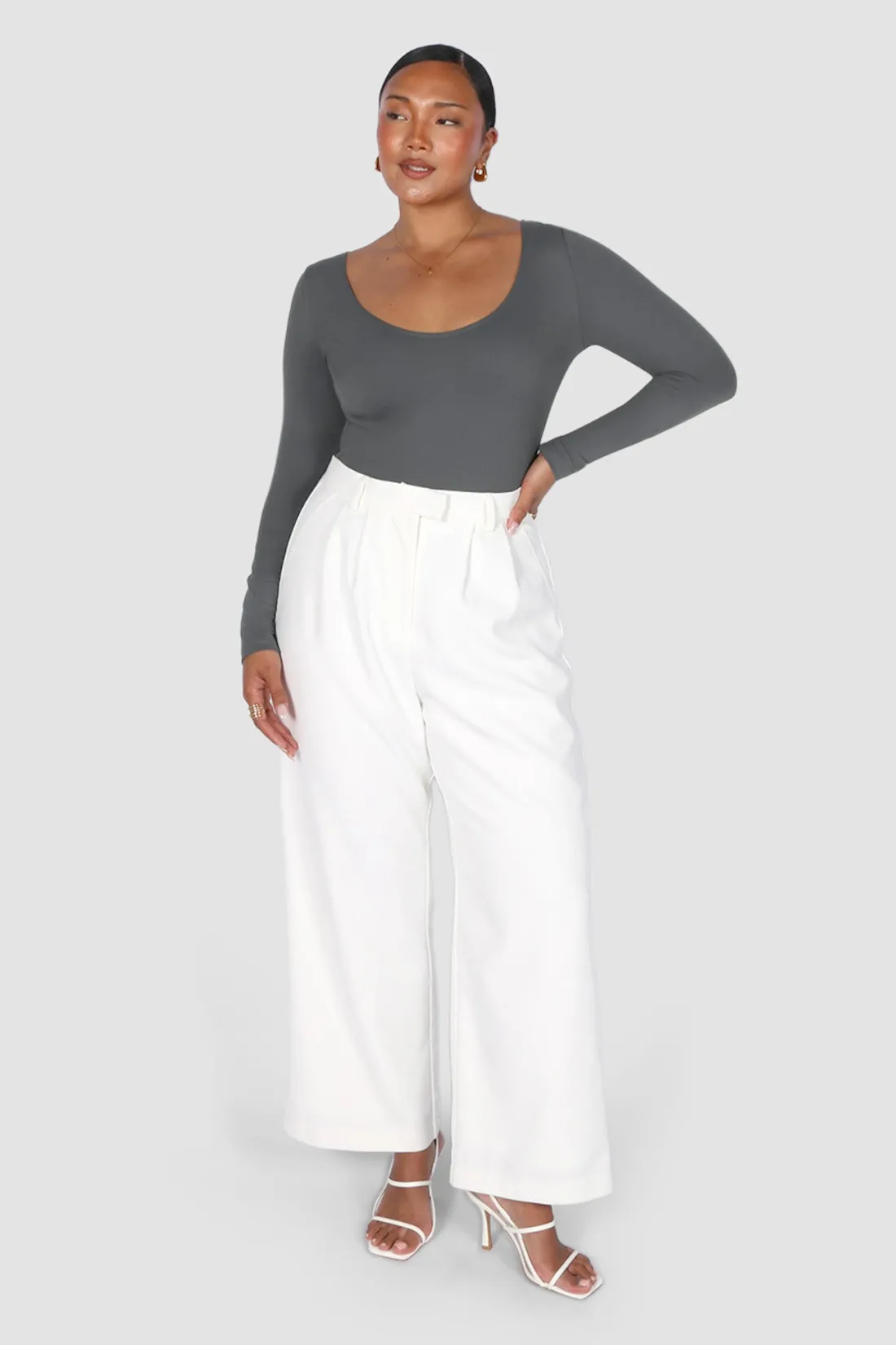 Fayt Tops | SCOOP NECK BODYSUIT GREY