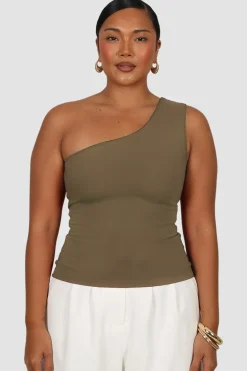 Fayt Tops | SULLIVAN ONE SHOULDER TOP OLIVE