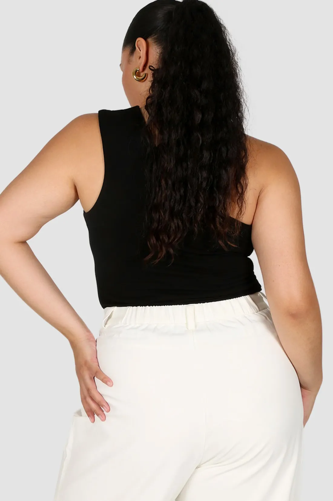 Fayt Tops | SULLIVAN ONE SHOULDER TOP BLACK