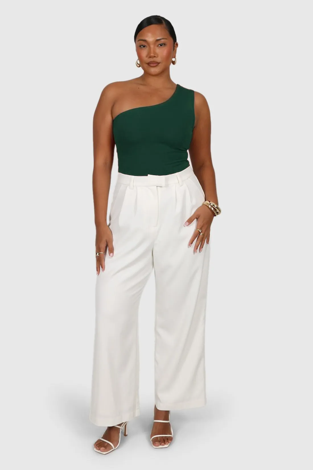 Fayt Tops | SULLIVAN ONE SHOULDER TOP DEEP GREEN