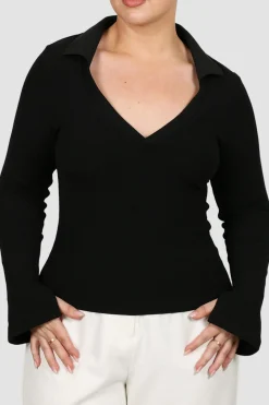 Fayt Tops | Jackets, Knits & Coats | ZITA RIB TOP BLACK