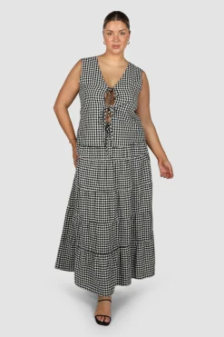 Fayt Skirts | Sets | ZYLA MAXI SKIRT B&W GINGHAM