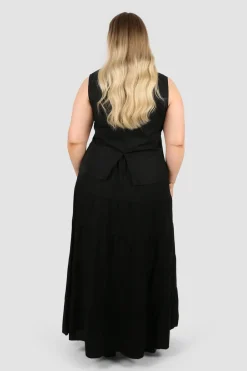 Fayt Sets | ZYLA TIERED MAXI SKIRT BLACK
