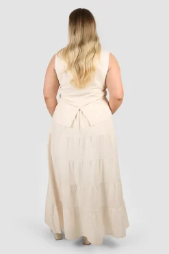 Fayt Skirts | Sets | ZYLA TIERED MAXI SKIRT NEUTRAL